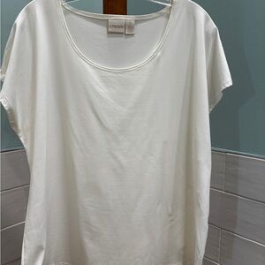 Chico's Cream Relaxed Short Sleeve Tee